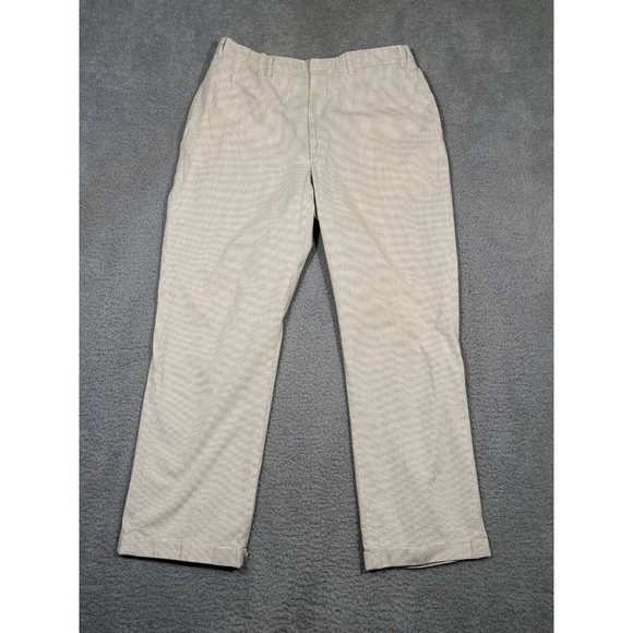 Orvis Other - Orvis Mens Brown Small Gingham Cotton Cuffed Pants‎ Flat Front 36x30